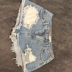 Forever 21 Trendy Blue Distressed Jean Shorts